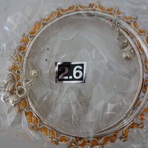 Beautiful 2 Bracelet Diameter 2.5" Silver & Orange Color Beads Vintage